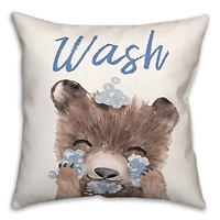 Bear Washing Face 18" x 18" Indoor/Outdoor Pillow