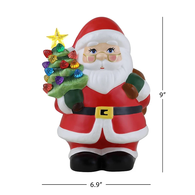 9" Nostalgic Ceramic Lit Santa