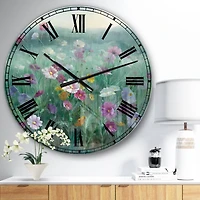 Designart 'Flower Field Farmhouse Wall Clock