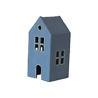 Hello Honey® 12" Blue & Gold Decorative Hand-Painted Paper Mache House
