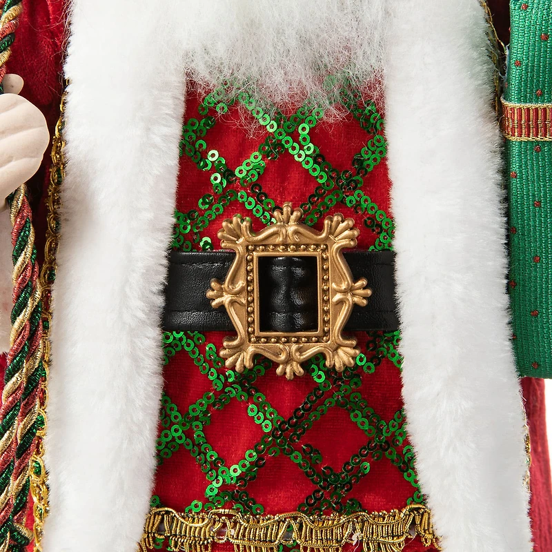 Glitzhome® 18" Faux Fur Traditional Christmas Santa Figurine