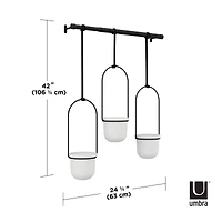 Umbra White & Black Triflora Hanging Planter Set