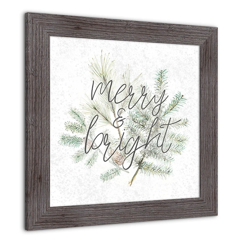 16" Merry & Bright Western Gray Framed Print