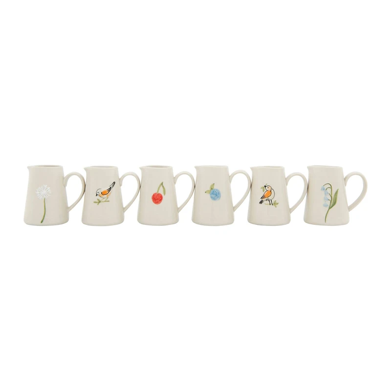 Hello Honey® White Stoneware Creamer with Hand-Painted & Embossed Birds Set