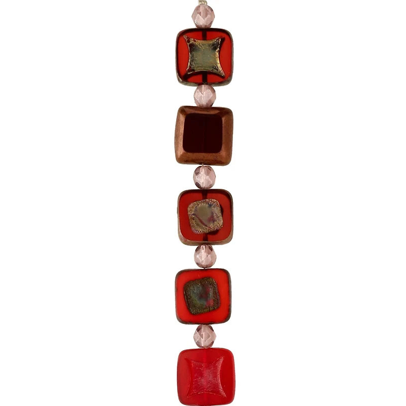 Red Squares Czech Glass Bead Mix by Bead Landing™