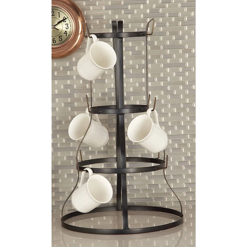 16" & 24" Black Metal Farmhouse Mug Holder Set