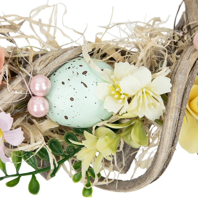 12" Flowers & Speckled Eggs Artificial Easter Wreath