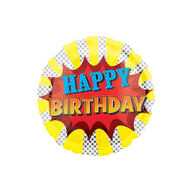 17" Super Hero Happy Birthday Foil Balloon