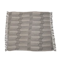 Hello Honey® 60" Recycled Cotton Blend Neutral Throw Blanket With Line Pattern & Fringe Edge