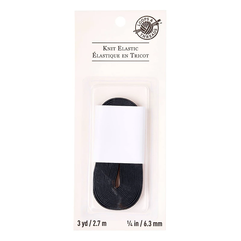 24 Pack: 1/4" Black Knit Elastic by Loops & Threads™