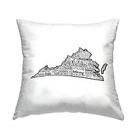 Stupell Industries Virginia State Shape Typography Cities Map Throw Pillow, 18" x 18"