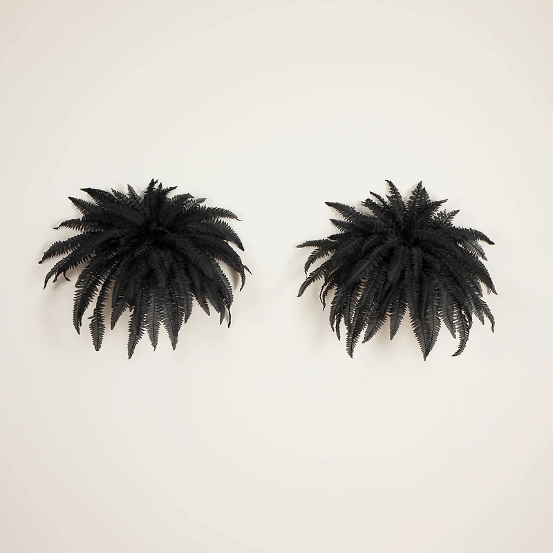 48in. Artificial Halloween Black Boston Fern - Set of 2