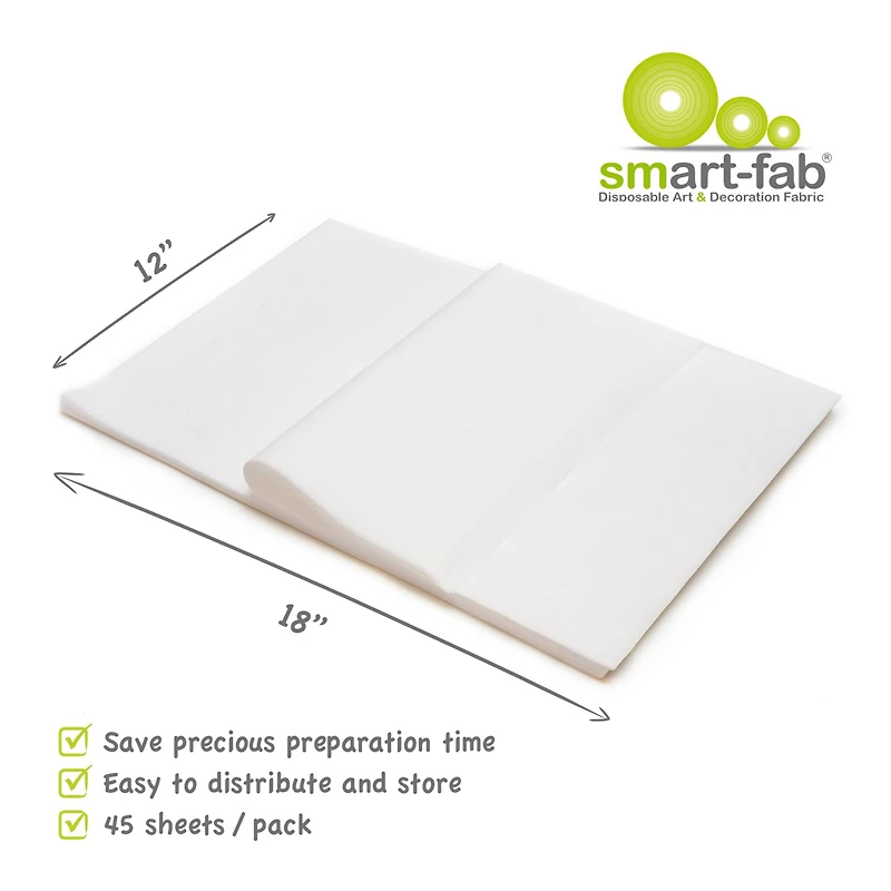 Smart-Fab® 12" x 18" White Art & Decoration Fabric Sheets, 2 Packs of 45