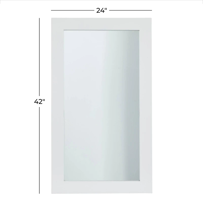 White Wood Contemporary Wall Mirror 24" x 42"