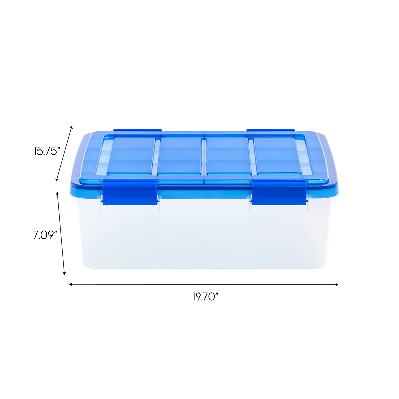 Iris® 6.5gal. Clear Plastic Storage Boxes With Blue Lid, 4 Pack