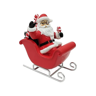 7.25" Red & White Peppermint Santa in Sleigh Tabletop Décor by Ashland®