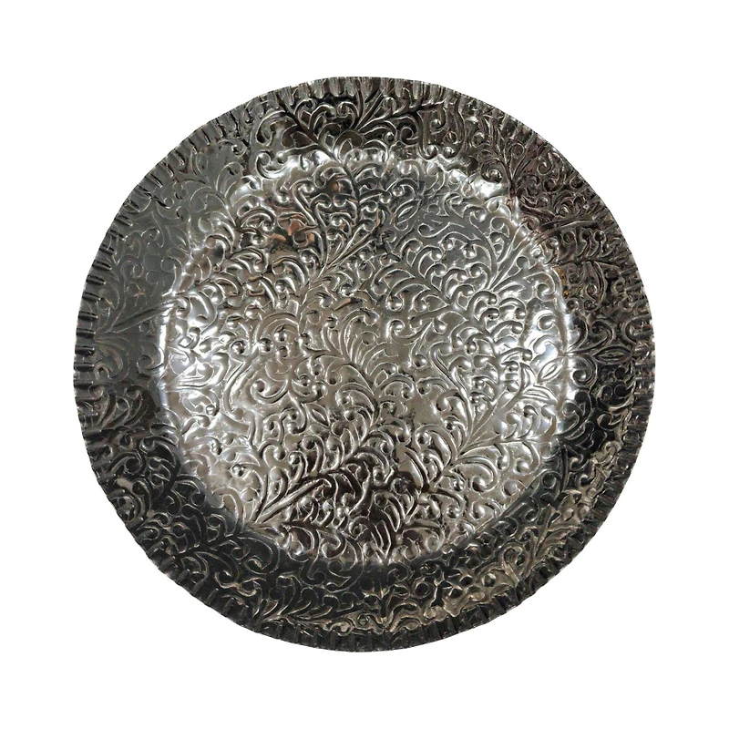 13" Silver Etched Round Metal Tray by Ashland®