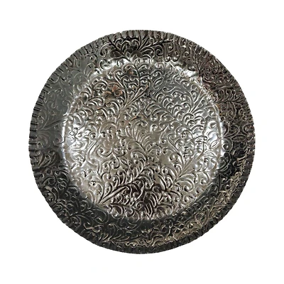 13" Silver Etched Round Metal Tray by Ashland®