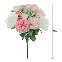 19" Deluxe Pink & Cream Cabbage Rose Bush by Ashland®