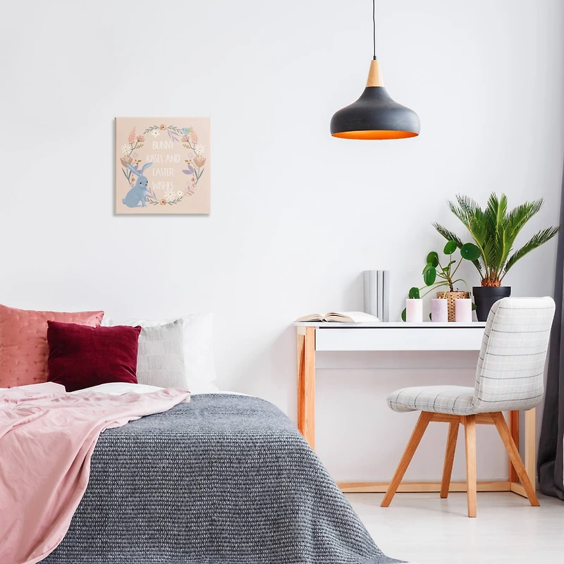 Stupell Industries Bunny Kisses Easter Wishes Canvas Wall Art