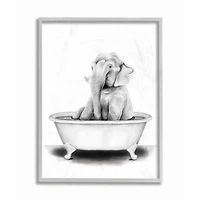 Stupell Industries Elephant In A Tub Wall Art in Gray Frame