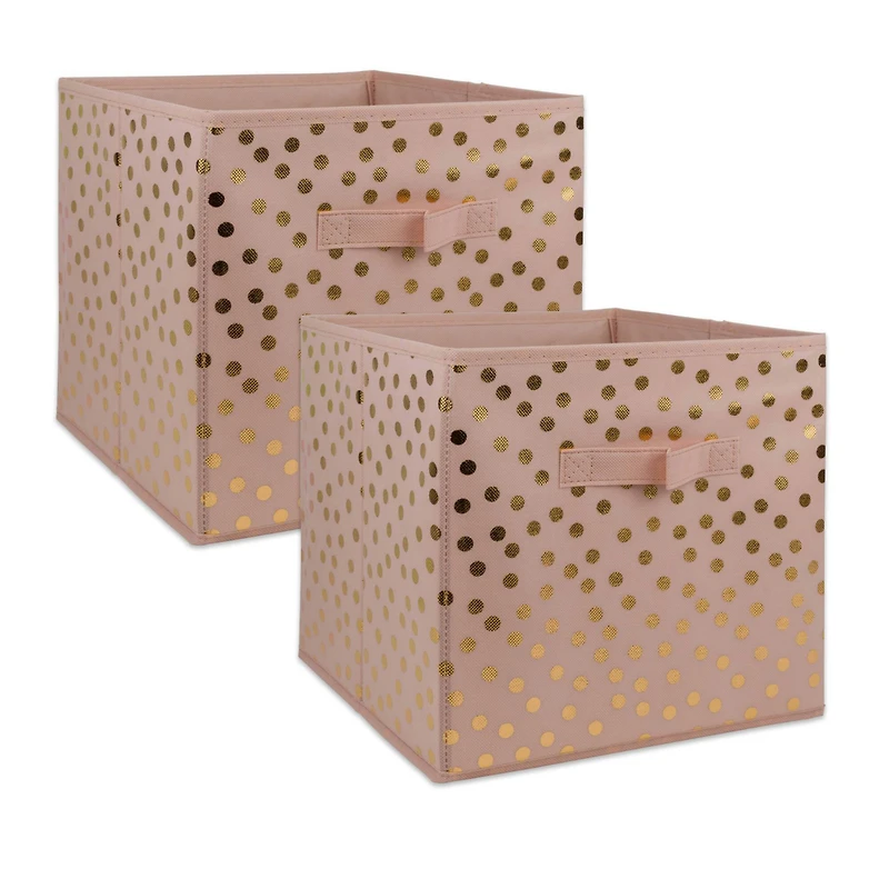 DII® 11" Millennial Pink & Gold Dots Non-Woven Fabric Cubes, 2ct.