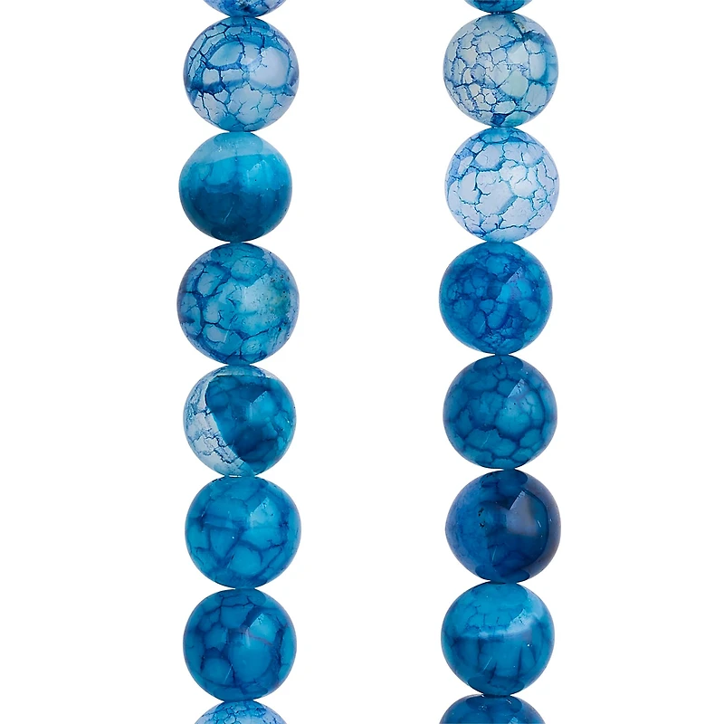 12 Packs: 2 ct. (24 total) Blue Crackle Agate Round Beads, 8mm by Bead Landing®
