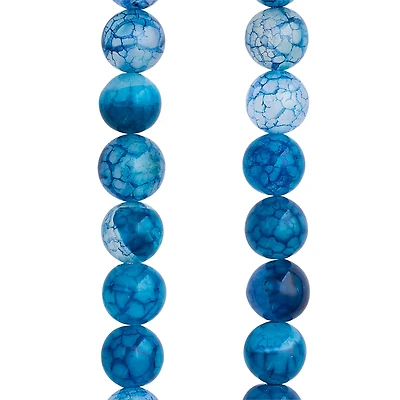 12 Packs: 2 ct. (24 total) Blue Crackle Agate Round Beads, 8mm by Bead Landing®