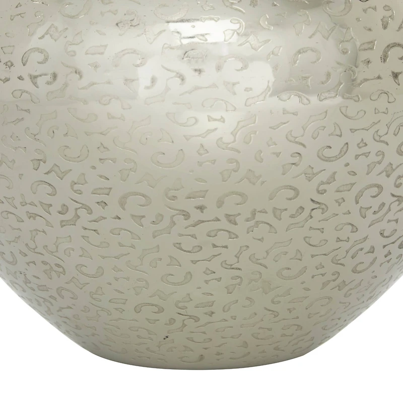 13" Silver Aluminum Contemporary Round Vase