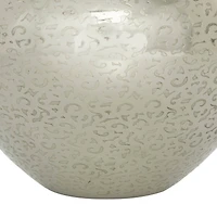 13" Silver Aluminum Contemporary Round Vase