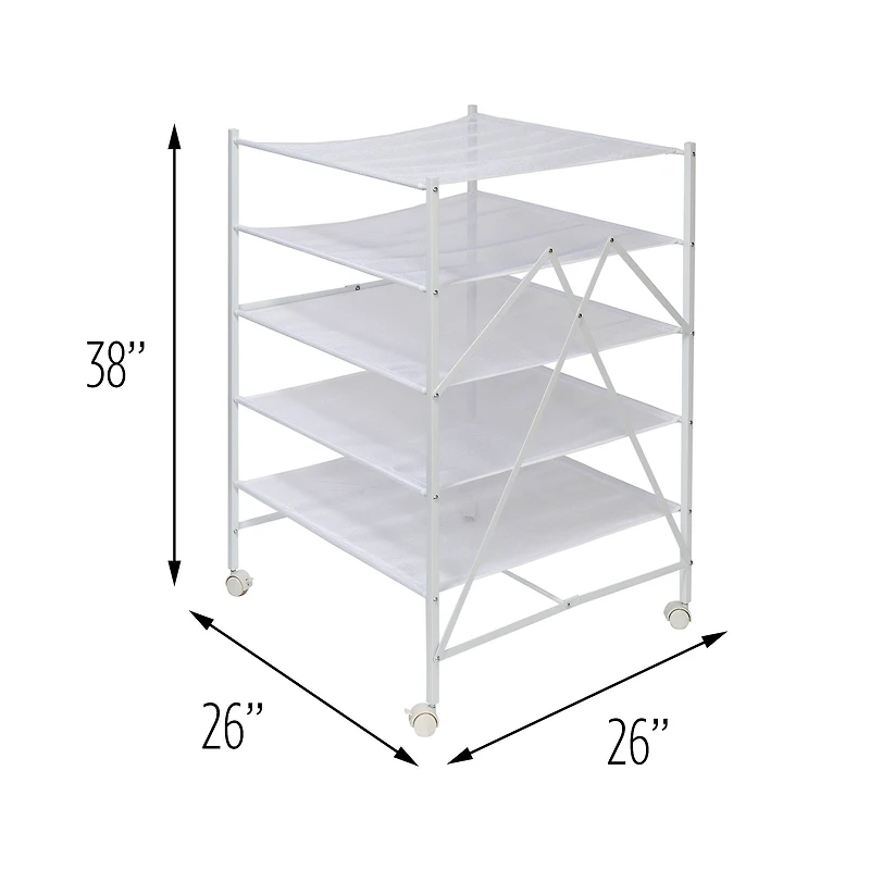 Honey Can Do White 5-Tier Rolling Clothes Drying Rack
