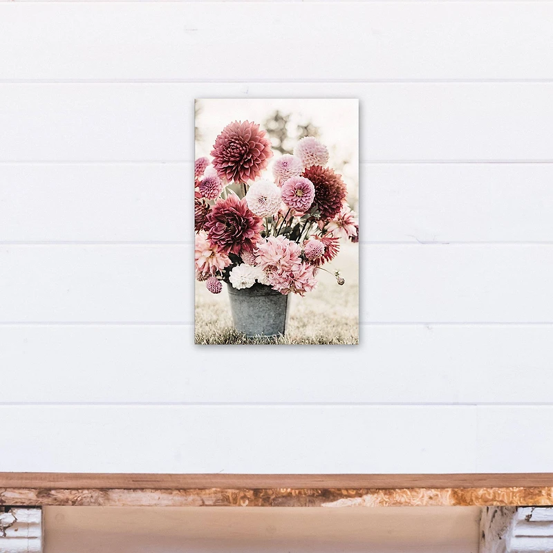Nostalgic Blush Field Flowers 12" x 18" Canvas Wall Art