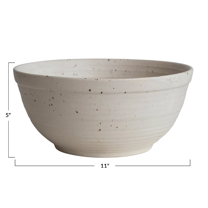 Hello Honey® 11" White Speckled Glaze Farmhouse Stoneware Bowl