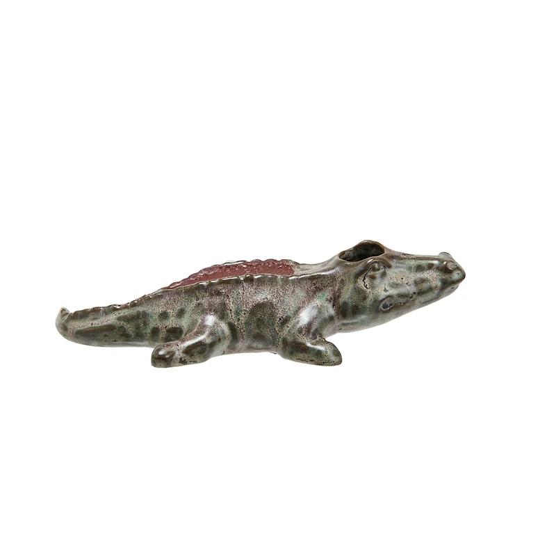Hello Honey® 6.5" Green Stoneware Alligator Match Holder