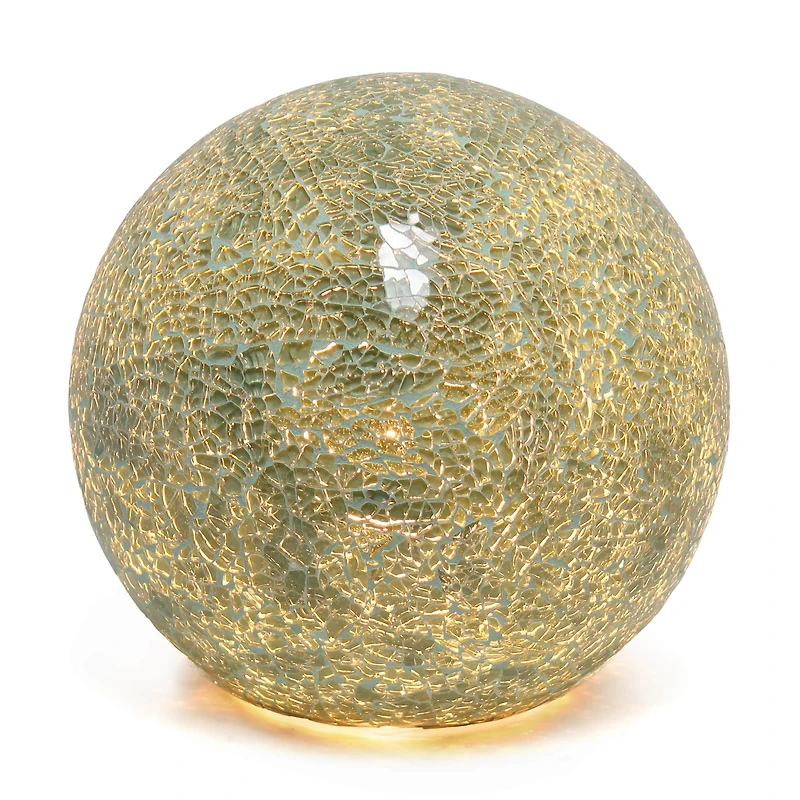 Simple Designs 8" Sage Green Mosaic Stone Ball Table Lamp