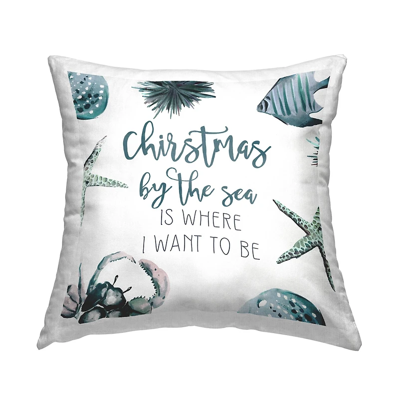 Stupell Industries Christmas by the Sea Throw Pillow