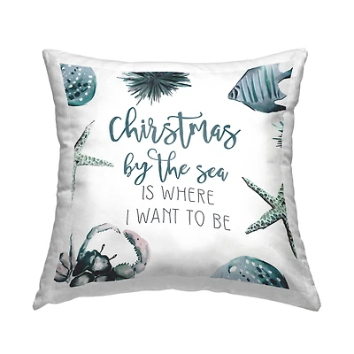 Stupell Industries Christmas by the Sea Throw Pillow