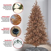 7.5ft. Pre-Lit Rose Gold Metallic Artificial Christmas Tree, Clear LED Infinity Lights®