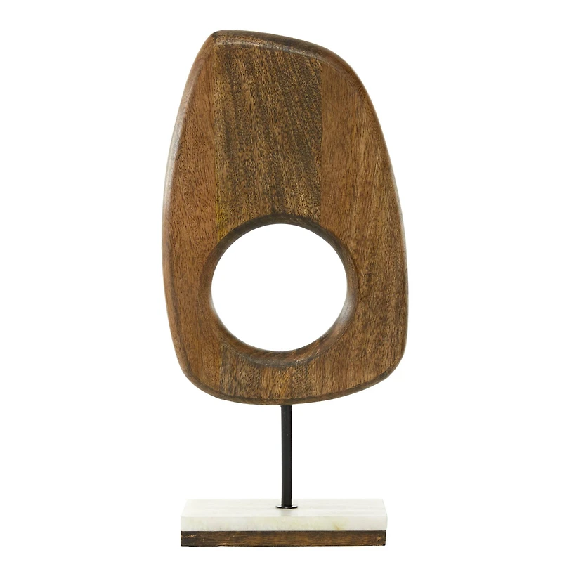 18" Brown Mango Wood Modern Sculpture