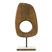 18" Brown Mango Wood Modern Sculpture