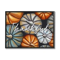 Stupell Industries Autumn Thankful Pumpkins Phrase Framed Giclee Art