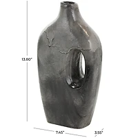Gray Paper Mache Marble Inspired Decorative Vase with Cutout Handle