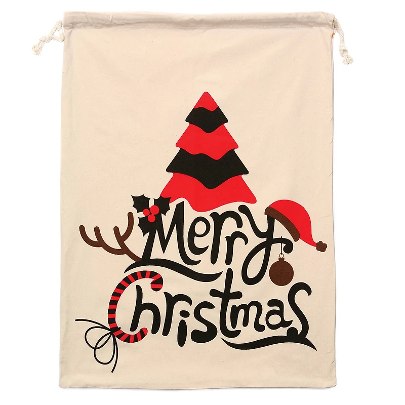 Personality Case™ 19" x 26" Merry Tree Christmas Cotton Drawstring Bag
