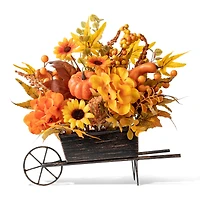 Glitzhome® 14" Fall Floral Cart Centerpiece
