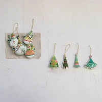 Hello Honey® 4 Pack Bead Embroidered Christmas Tree Cotton Velvet Ornaments