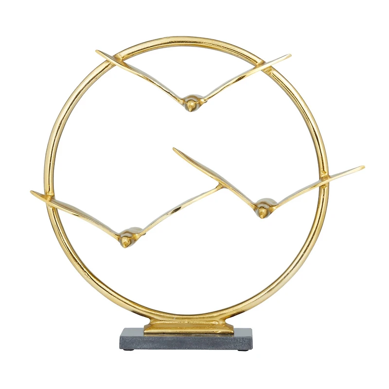 Gold Aluminum Contemporary Sculpture, 17" x 18" x 5"