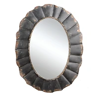 Hello Honey® 31" Black Oval Scalloped Metal Mirror