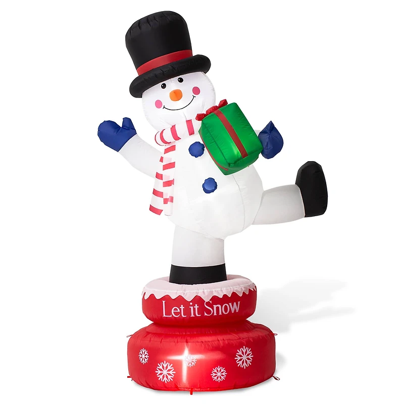 Glitzhome® 6ft. Lighted Inflatable Rotating Snowman Décor