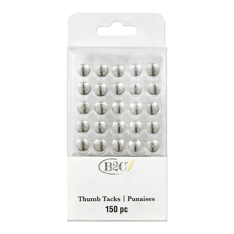 Silver Thumb Tacks by B2C® 150ct.