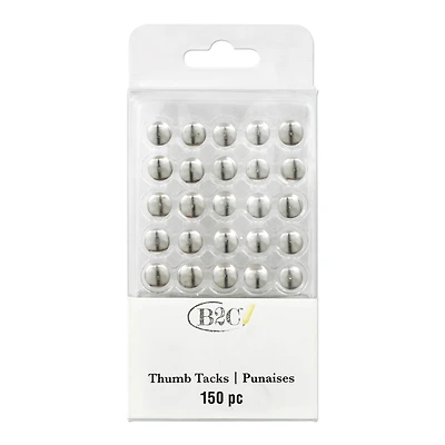 Silver Thumb Tacks by B2C® 150ct.